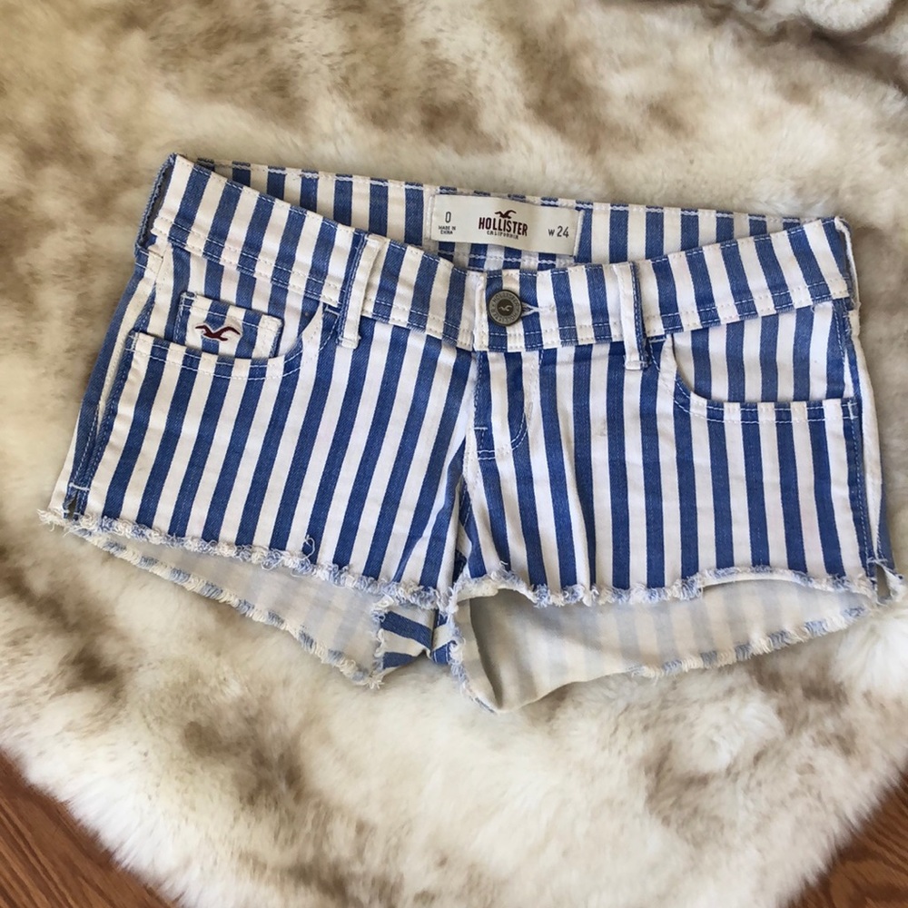 Hollister Striped Denim Shorts size 0 w24